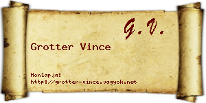 Grotter Vince névjegykártya